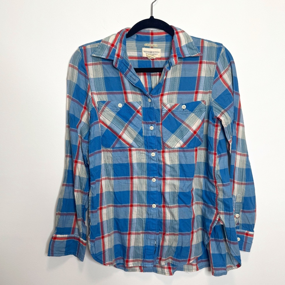 RL Utility Denim & Supply Ralph Lauren Plaid Button Down Size Small